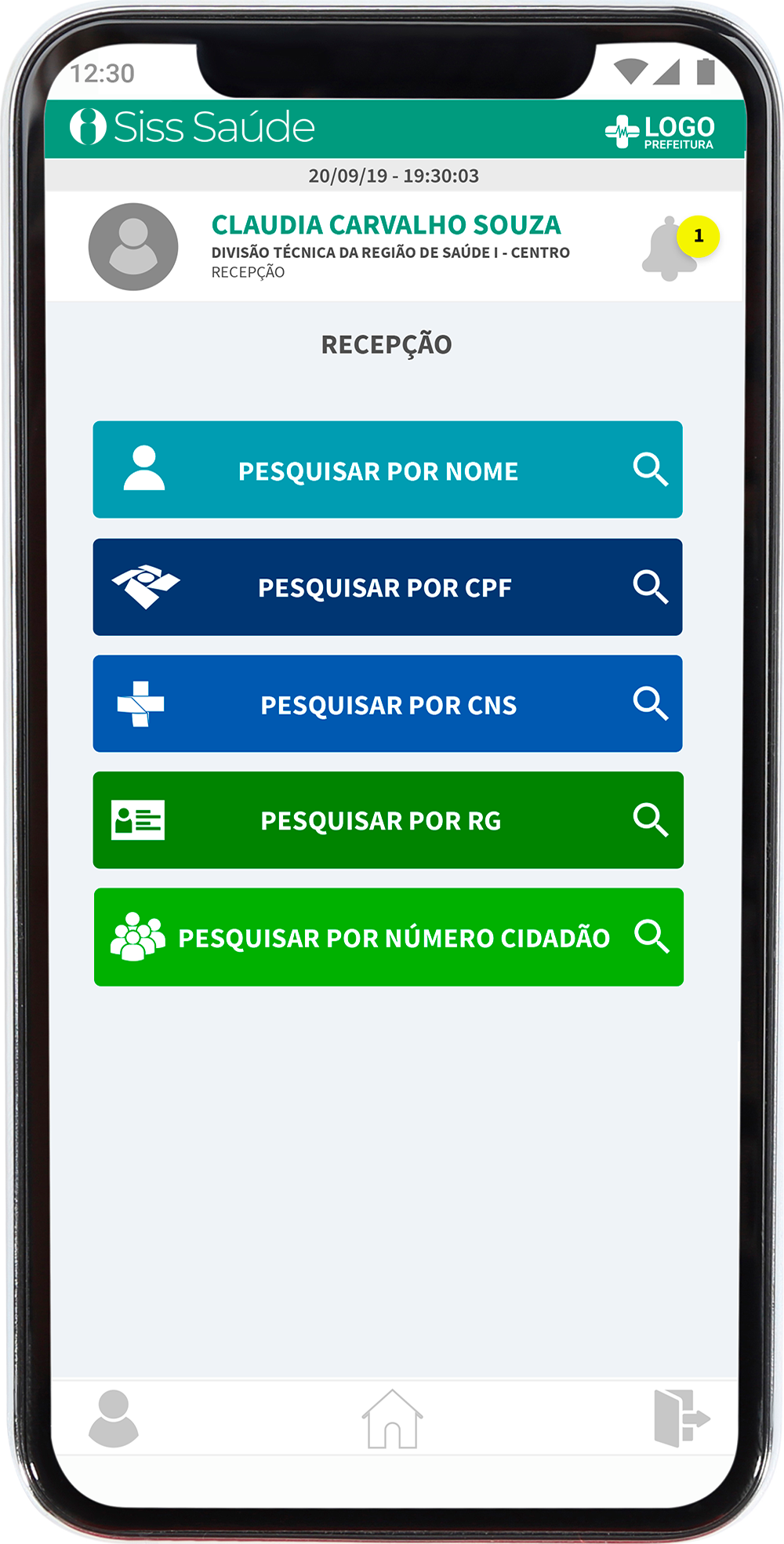 Menu Pesquisa Recepção